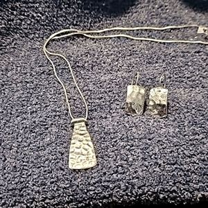 Silpada .925 Hammered Sterling Silver Necklace and Earrings